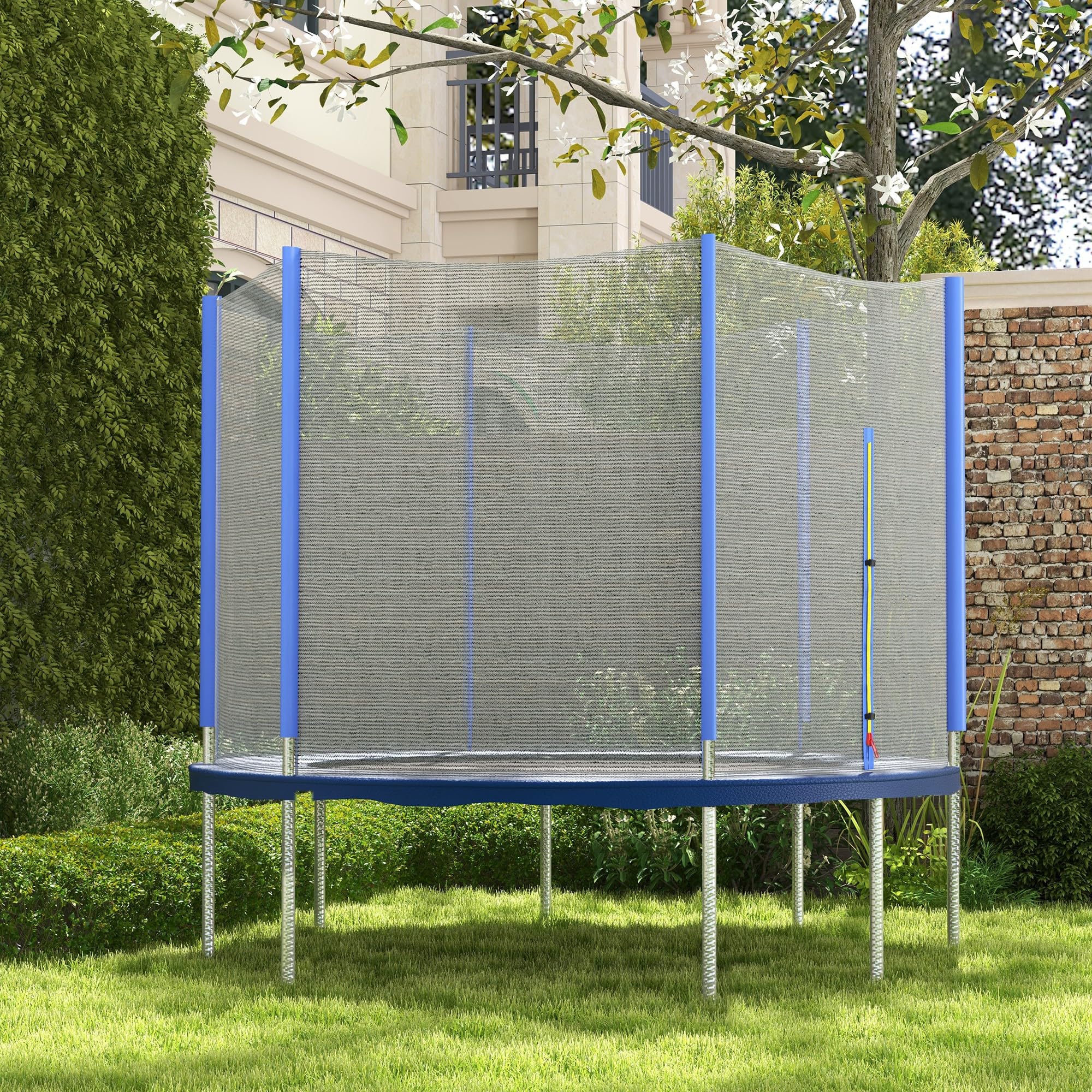 SPORTNOW Filet de Remplacement pour Trampolines Filet de sécurité pour Trampolines, Filet Rond avec entrée zippée