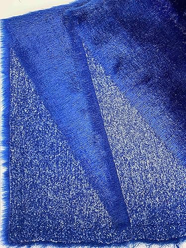 Miniatura 4 de Pelo corto de pelo sintético, pelo de 34 pulgadas, 60 pulgadas de ancho, vendido por The Yard (azul rey)