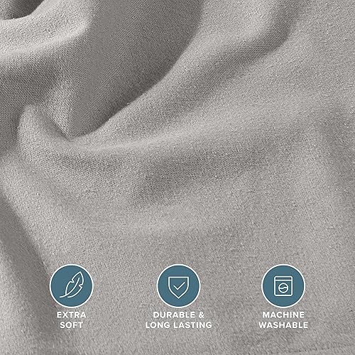 Miniatura 4 de Bare Home Sábana bajera ajustable de franela 100% algodón, aterciopelada suave y pesada, franela de doble cepillado, bolsillo profundo (King, gris