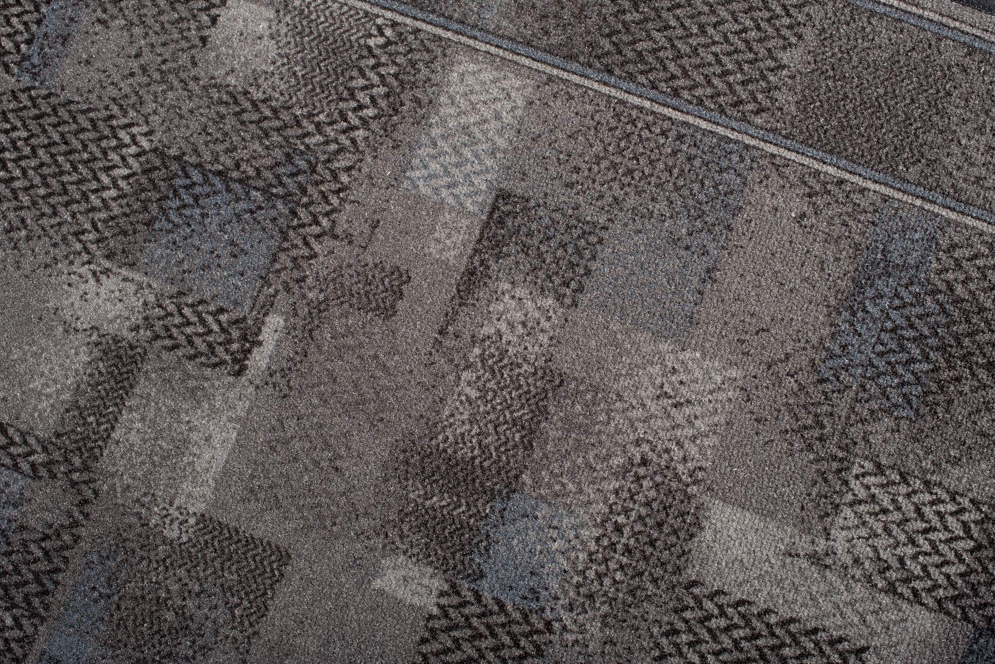 TAPISO Antidérapant Tapis Couloir Long Tapis au Mètre Tapis de Passage Poils Ras Tapis Entrée Cuisine Évier Chambre Escaliers Moderne Gris Anthracite Abstrait Bordé 100 x 190 cm