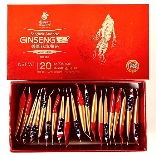 Té de ginseng americano de Sengluck crecimiento de 4 años 20 bolsas de 142 onzas