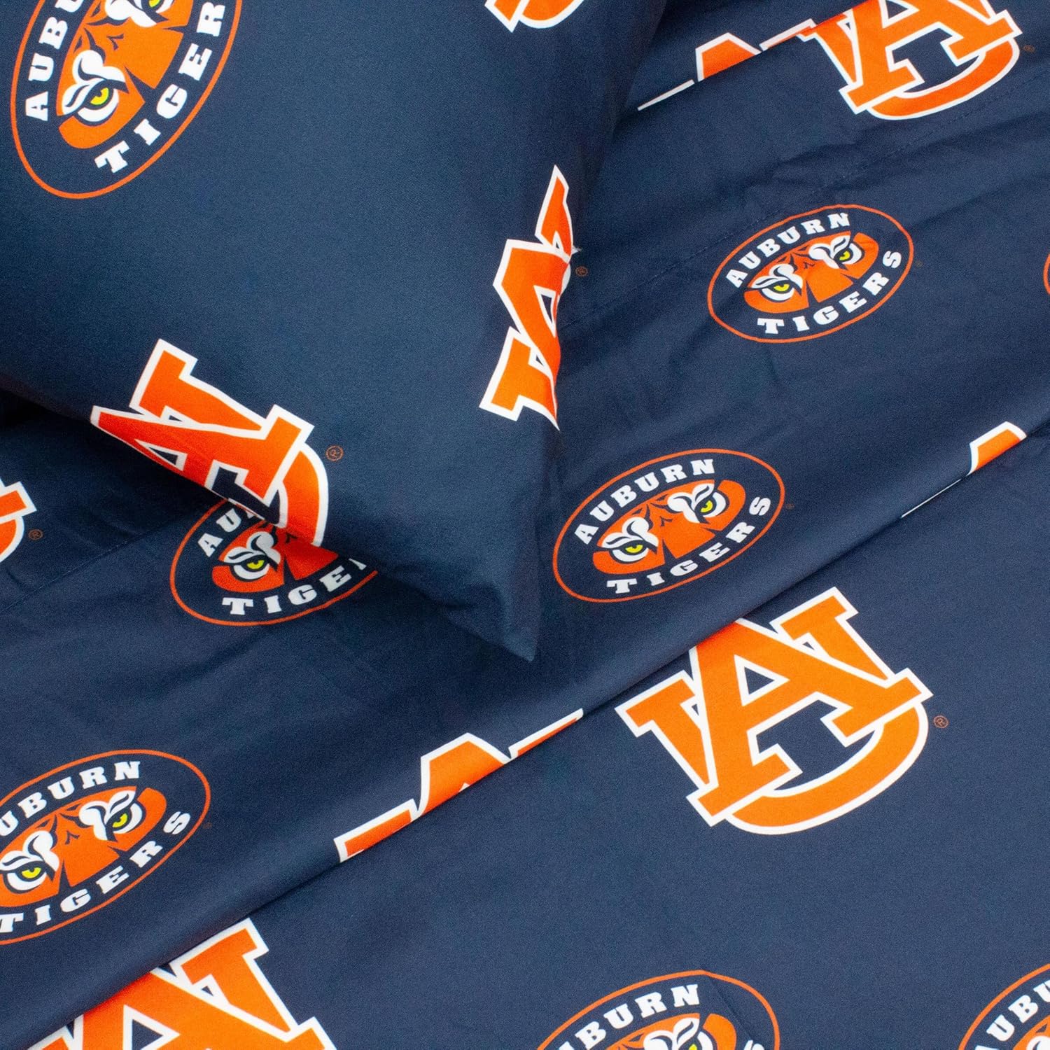 College Covers Auburn Tigers Printed Solid Sheet Set, Queen