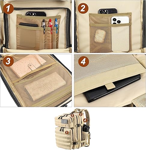 Miniatura 82 de LHI Military Tactical Backpack for Men Molle Daypack 45L Army 3 Days Assault Pack Bag Large Rucksack With Bottle Holder(12*20*12)