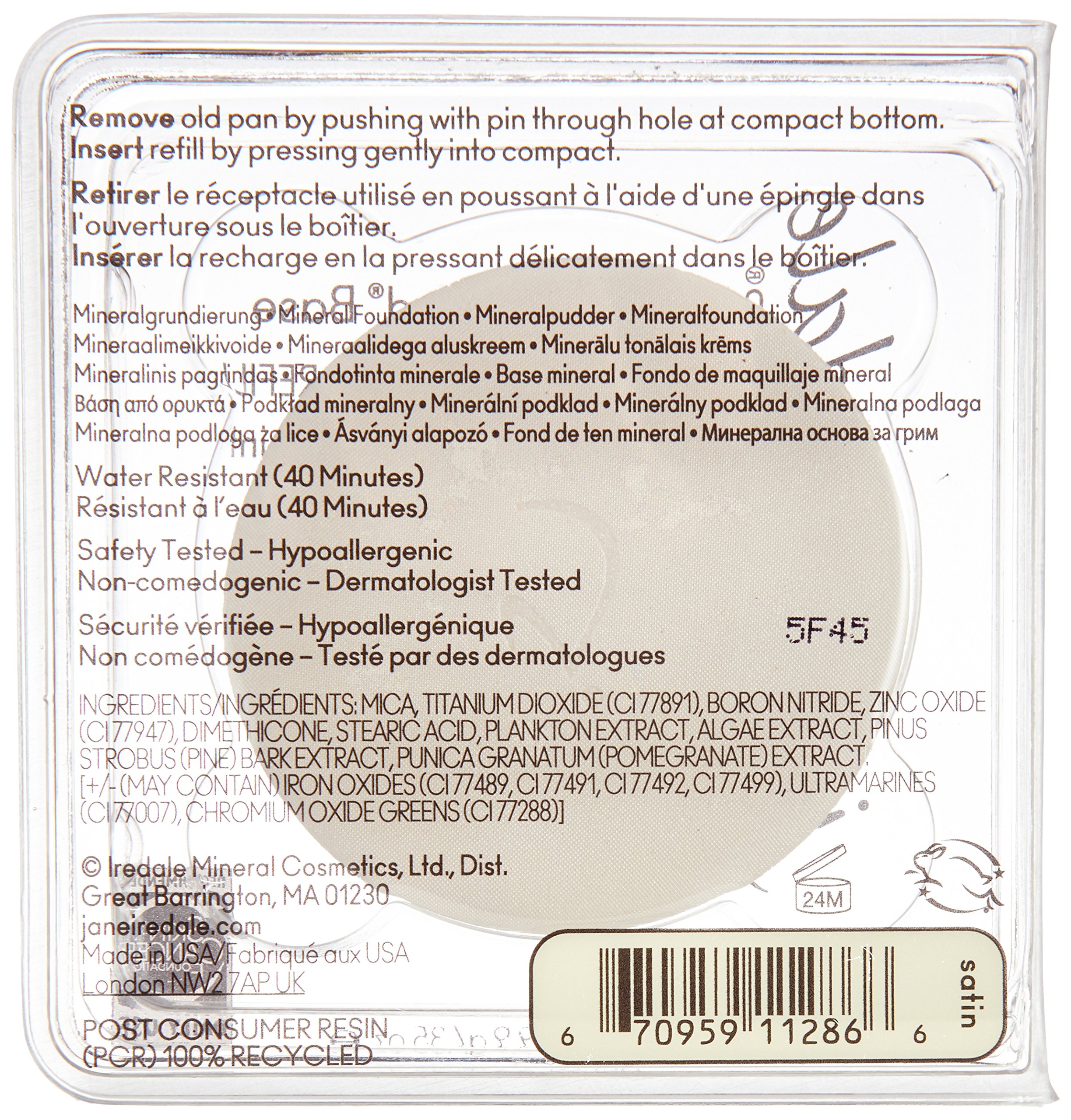 Jane Iredale PurePressed Base SPF 20 Refill, Satin 9.9 g
