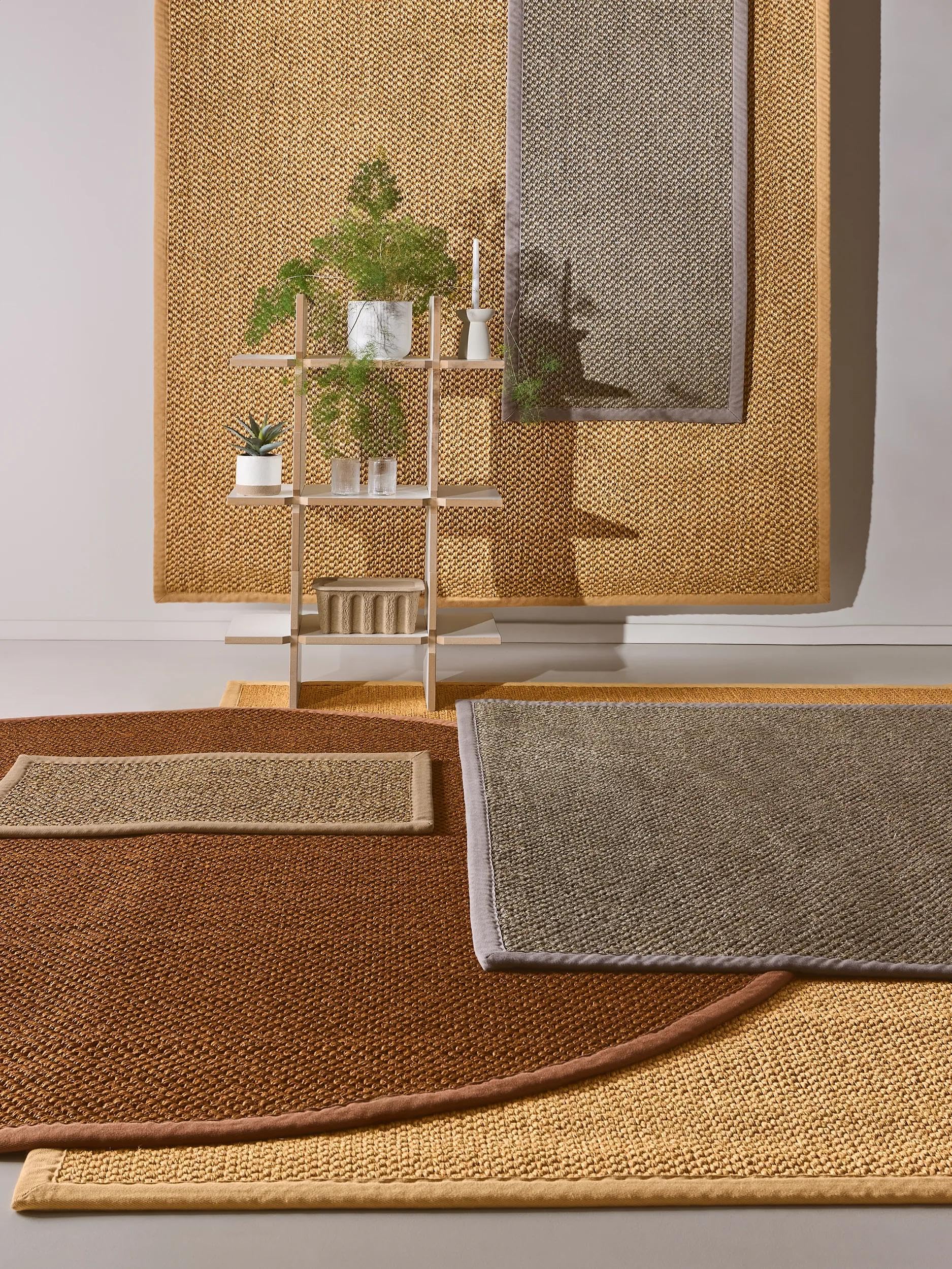 benuta Alfombra de sisal Pure Greta – 100% sisal – Rectangular & en estilo: cenefa, liso, Natural Living, Scandi Living – Fácil de limpiar para salón, dormitorio, crema, 200 x 300 cm