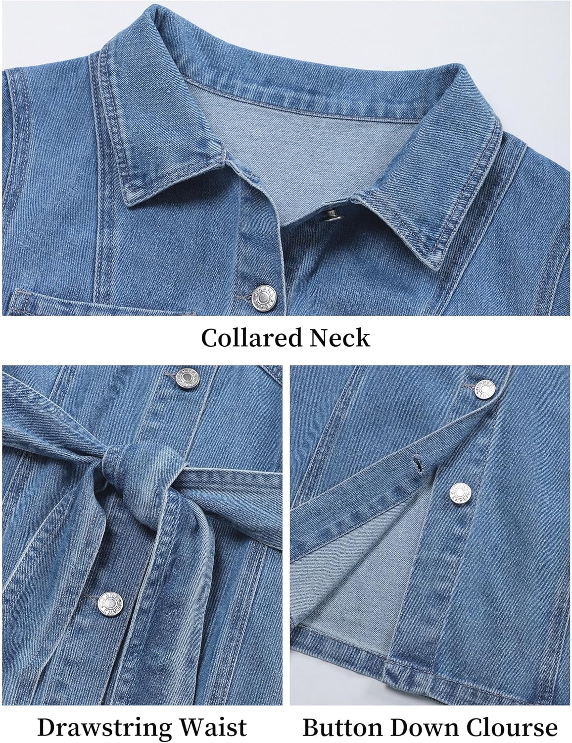 Women's Denim Dress Short Sleeve Jean Dress Button Down Denim Shirt Dresses with Pocket 2026 Western Outfits - Image 5