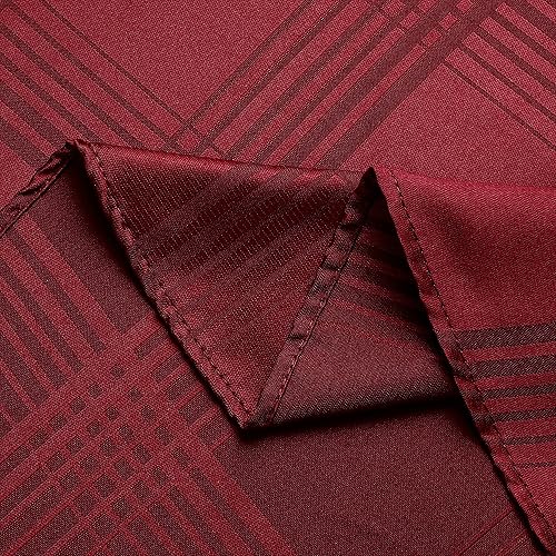 Miniatura 5 de Mantel redondo lavable de tela de poliéster rojo a cuadros para mesas redondas, mantel reutilizable a cuadros para cocina y comedor, 60 pulgadas