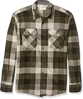 Wrangler Authentics Men's Long Sleeve Plaid Fleece Shirt, Grape Leaf Buffalo, X-Large - coolthings.us