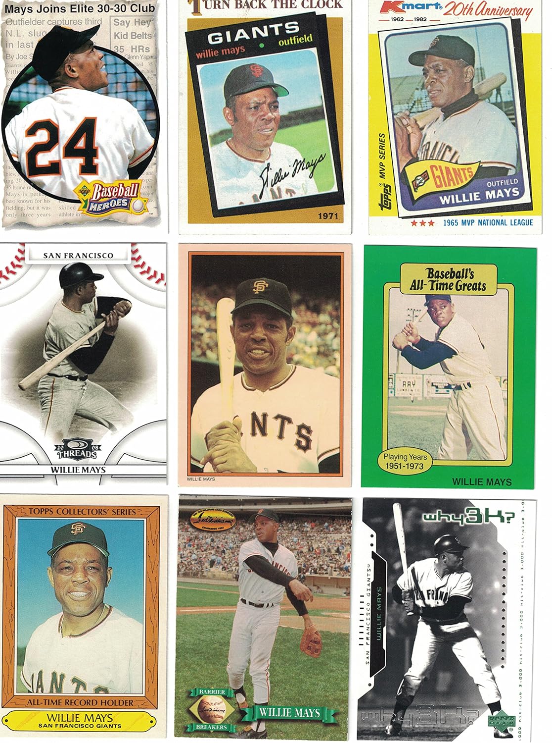 Willie Mays / 20 Different Baseball Cards Featuring Willie Mays!