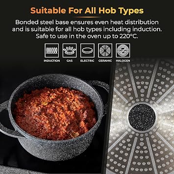 Tower Precision Casserole Dish with Aluminium Lid, Lightweight Cast Aluminium, 24cm, Black