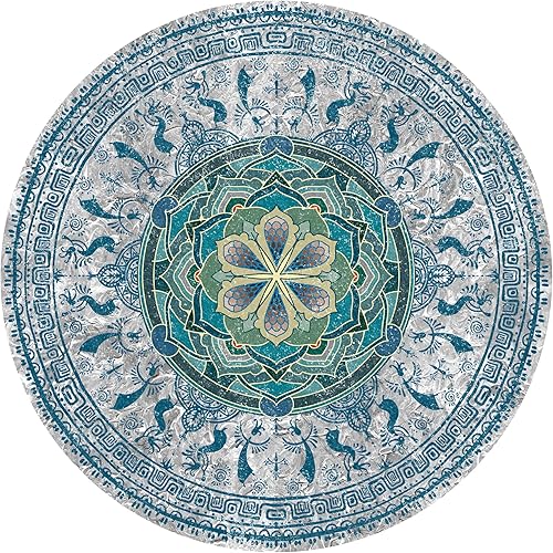 Knsbk - Esterilla de yoga redonda grande de 0.181 x 0.138 in para ejercicio, extra gruesa, ultra cómoda, antideslizante, alfombrilla de meditación