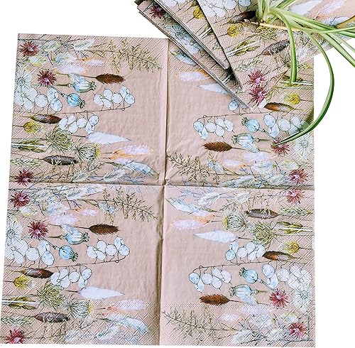 Miniatura 5 de 20 servilletas decorativas florales de 3 capas de 6.5 x 6.5 pulgadas para decoupage, eventos temáticos de la naturaleza, ecológicas y biodegradables