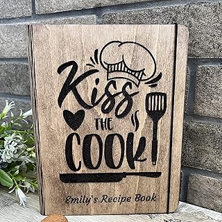 Recipe Book Personalized CookBook Wooden Notebook Gift for Mom, Gift for Girlfriend Mother's Day Gift Wooden Blank Recipe Book Binder