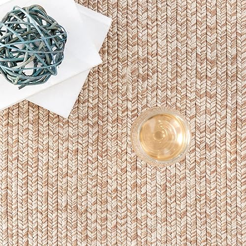 Miniatura 7 de nuLOOM Alfombra trenzada con borlas Courtney para interiores y exteriores, 3 x 5, color marrón