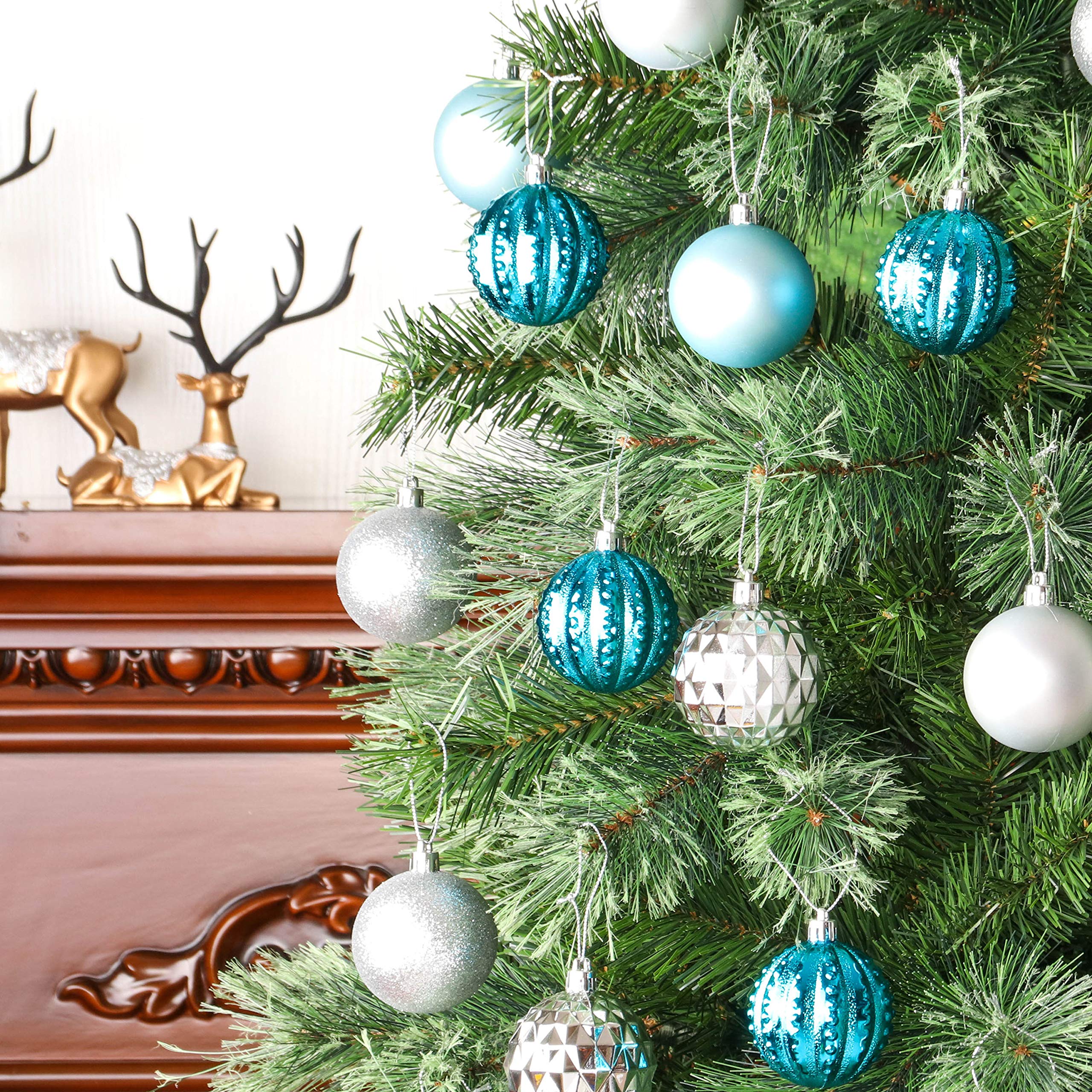 DAZZLEEX Weihnachtskugeln Set - 16 Stück Handbemalte Christbaumkugeln