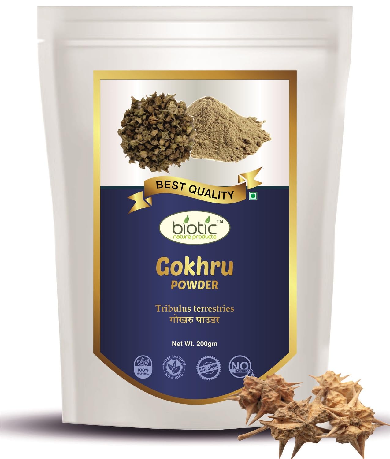 Biotic Natural Gokhru Powder 200gm - Tribulus Terrestris or Men - Gokshura Powder Organic - Gokharu Churna
