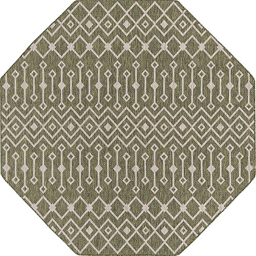 Vista 367 de Unique Loom Alfombra Colección enrejado Marroquí Celosía Transicional Interior y Exterior, Polipropileno Gris carbón/natural