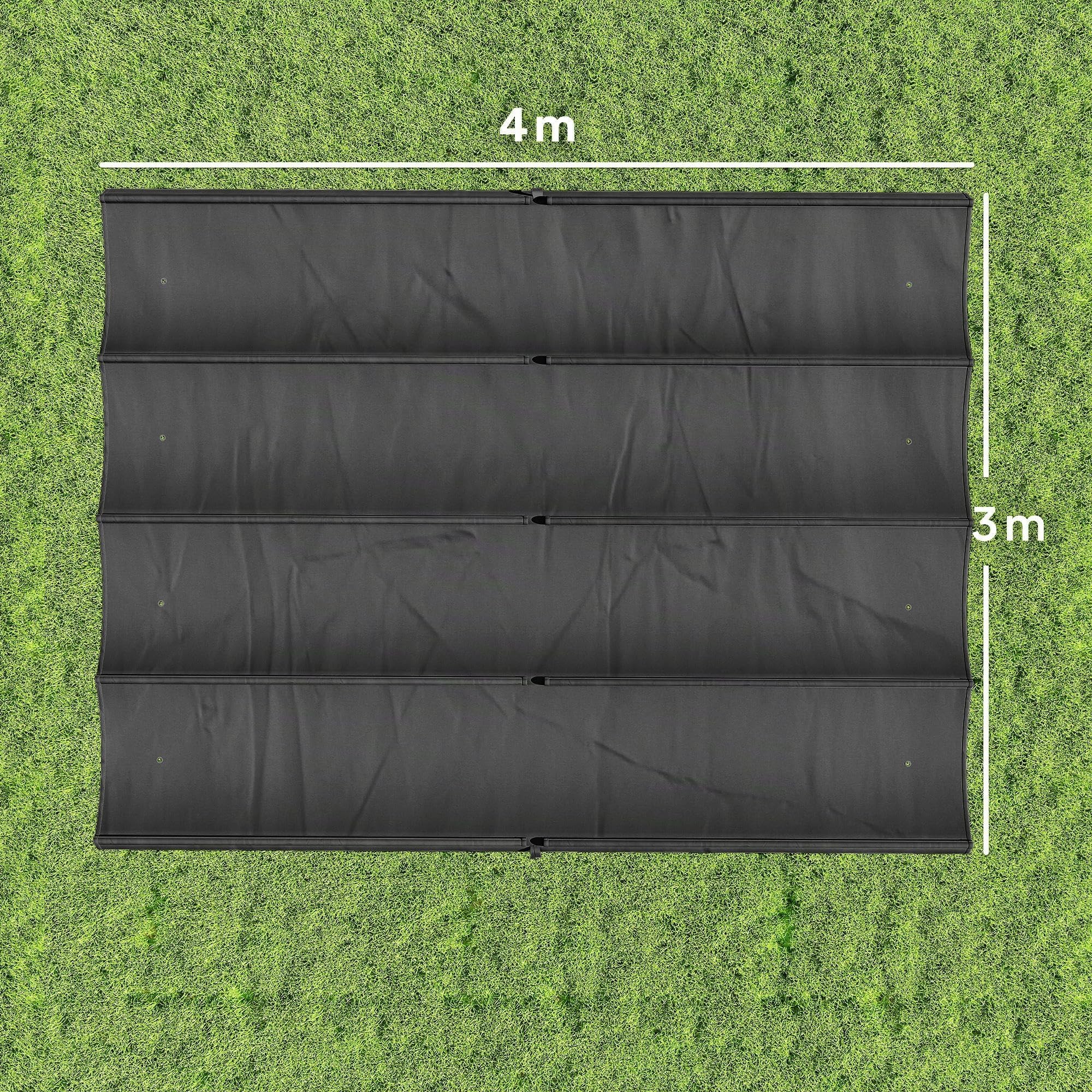 Outsunny Techo de Pérgola 4 x 3,5 m Repuesto Retráctil UV30+ Gris Oscuro | Techo de Repuesto para Marco de Pérgola, UV30+, Toldo de Tela, Solo para Cenador Jardín, con 8 Orificios de Drenaje