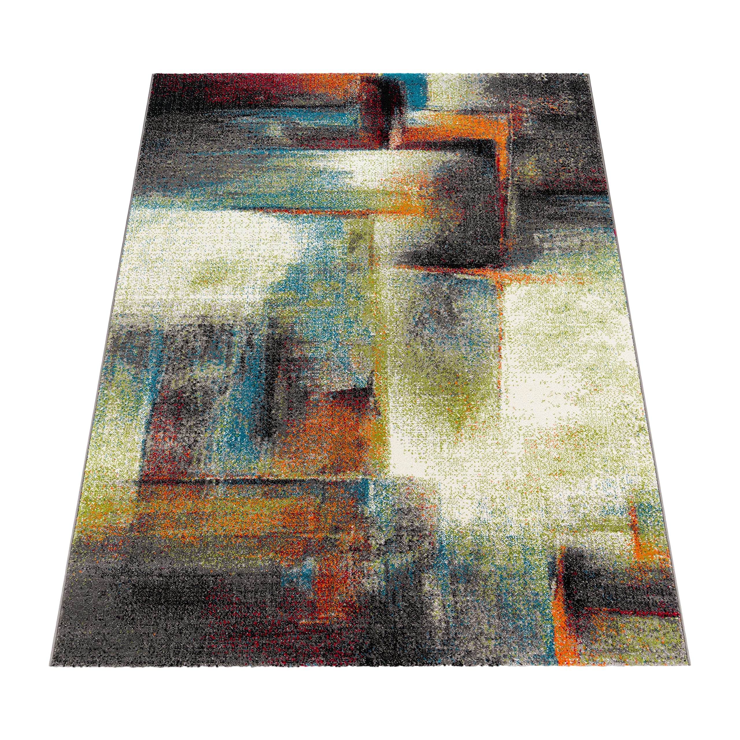 Paco Home Tapis Design à Carreaux Contour Trendy Tape l'oeil Multicolore, Dimension:160x230 cm