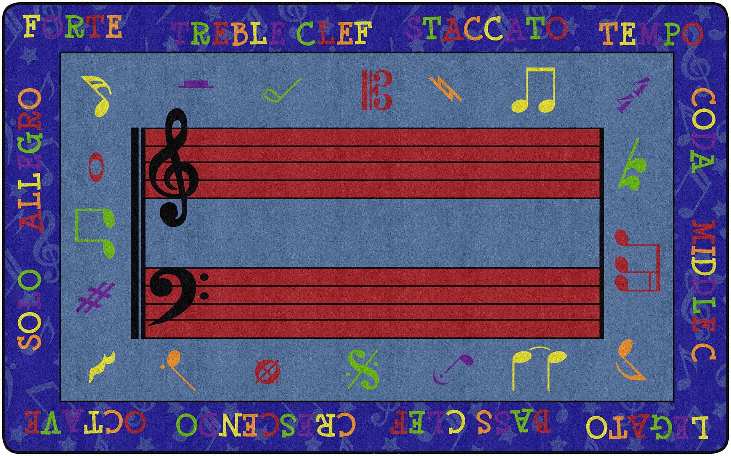 Flagship Carpets Fun with Music Colorful Musical Notes Area Rug for Children's Learning Classroom or Kids Bedroom Activity Rug, 7'6
