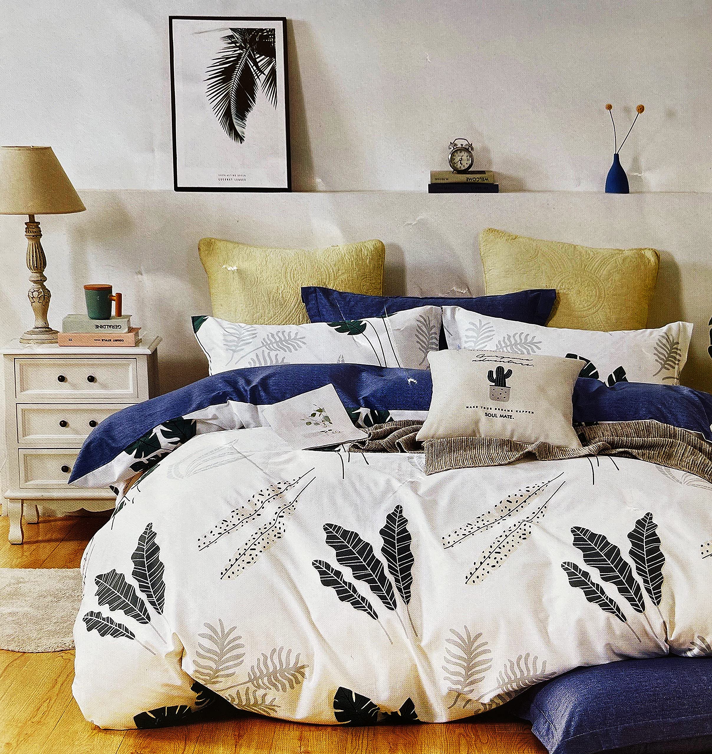 Deng Home Textile King Size Bedding Sets 6 pieces, 400 Thread Count 100% Cotton -1Quilt Cover -1Bed Fitted Sheet -4Pillow cover King Size And Superking (King Size 220cm*240cm)