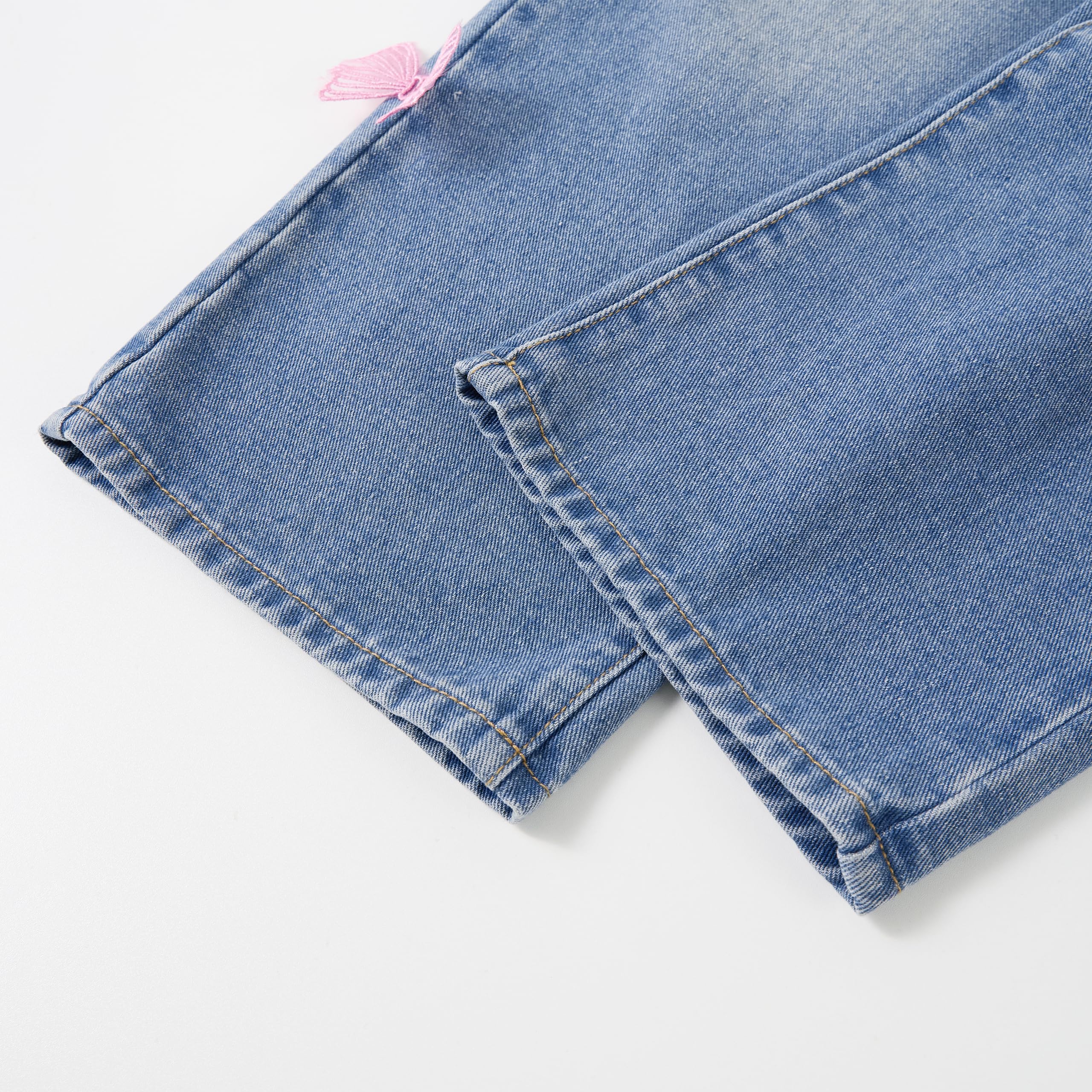 Rolanko Girls Jeans Denim Elastic Wasit Wide Leg Baggy Pants Kids Clothes 4-14 Years