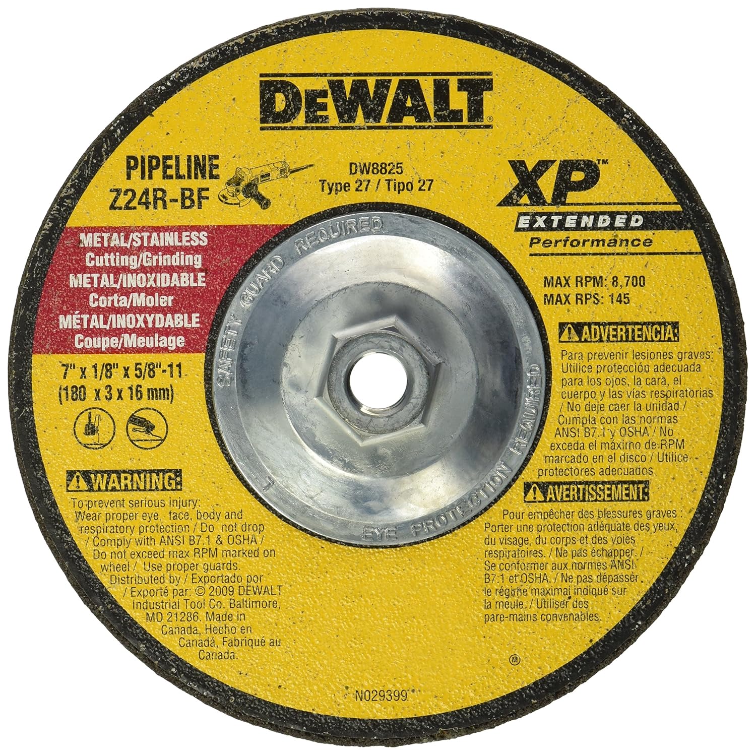 DEWALT DW8825 7-Inch by 1/8-Inch by 5/8-Inch-11 XP Grinding Wheel (Pack of 5)