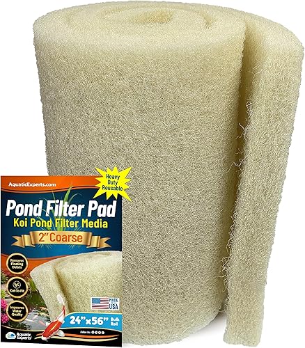 Aquatic Experts Almohadilla de filtro de estanque gruesa crema  2 pulgadas de grosor  Rollo a granel para estanque de agua para jardín  Fabricado en