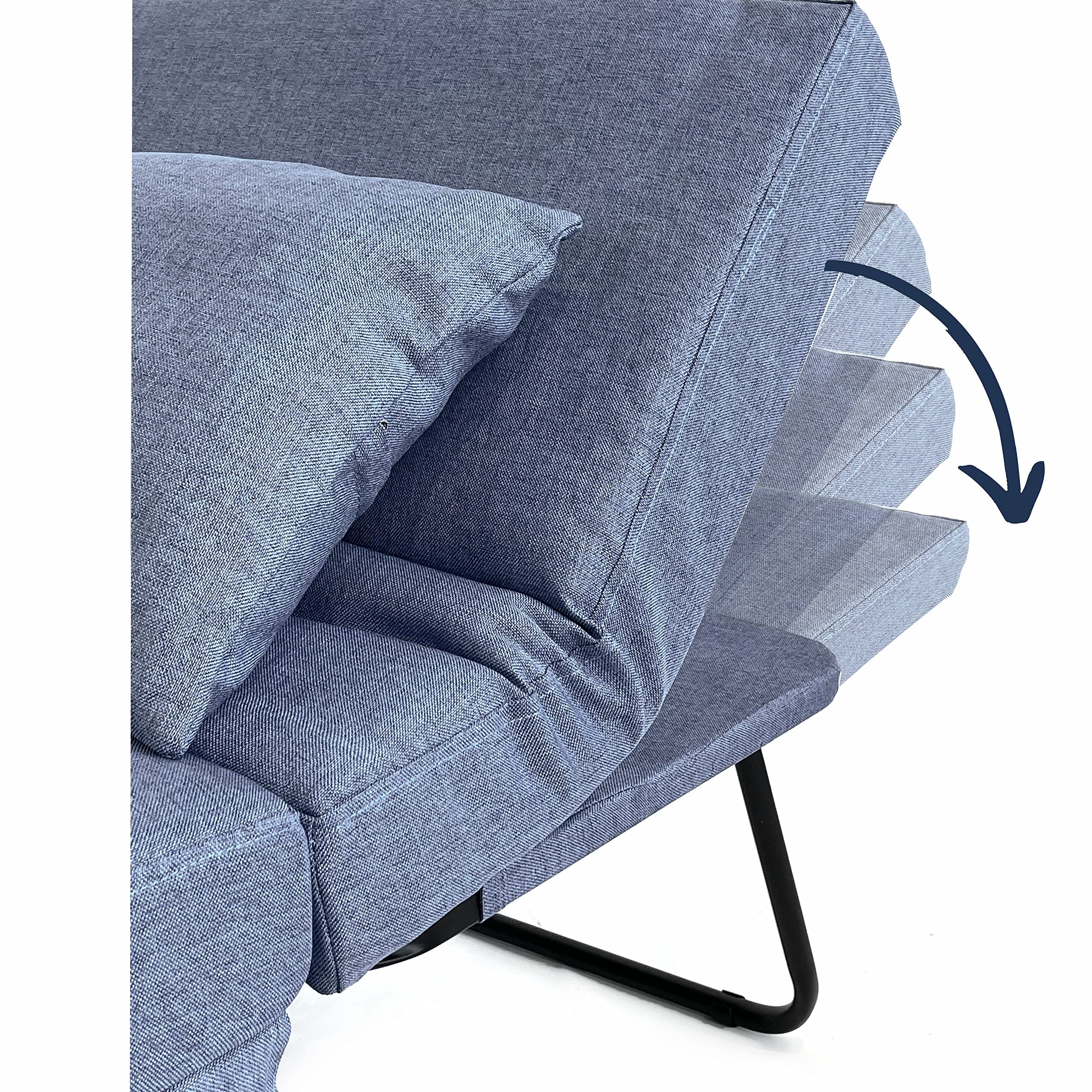 Brigros WeHome - Pouf Letto In Tessuto Bibi, Pouf Letto Singolo Facile Da Aprire E Chiudere, Poltrona Relax Dotata Di Cuscino, Letto Singolo Adatto Per Cameretta O Salotto (Jeans)