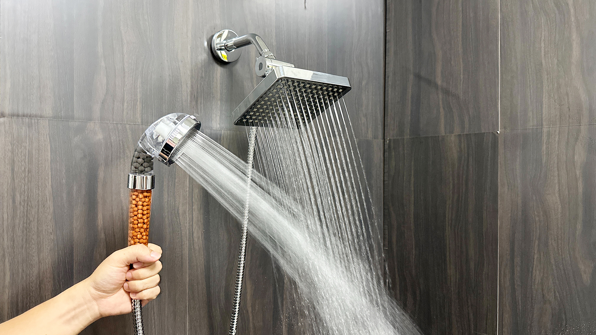 Square Shower Heads With Handheld Spray Combo, High Pressure All Metal Rain Shower Head And Handle Set, 6'' Showerhead With Hose 78" Stainless Steel (wosaisius Matte Black Dual Shower Head) P 275504722 - View #2
