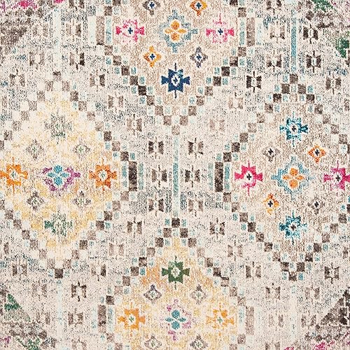 Vista 307 de Safavieh Madison Collection MAD418F - Alfombra de área con diamantes, Polipropileno, Azul Oscuro/Amarillo