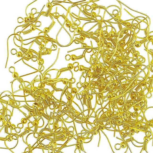 Earring Hooks - 200 pcs -Gold Plated - 18 mm with Kare & Kind® Retail Packaging (Gold)