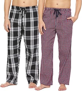 Pantalones de pijama para hombre, pantalones de pijama de franela para hombre, ropa de dormir a cuadros, paquete de 2