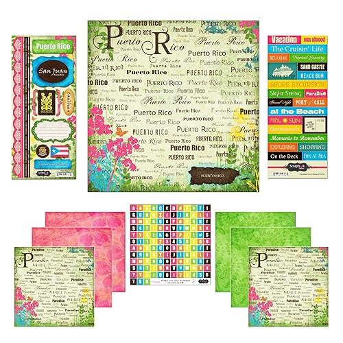 Scrapbook Customs Themed Paper and Stickers Scrapbook Kit, Puerto Rico