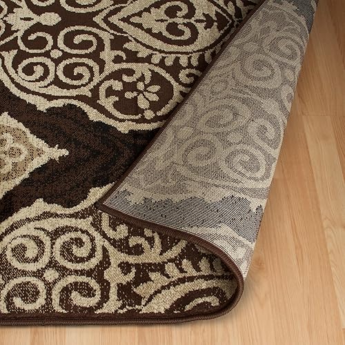 Miniatura 3 de SUPERIOR Designer Amherst Collection - Alfombra de área de 0.394 in de altura con respaldo de yute, patrón de medallón de damasco desplazado, color