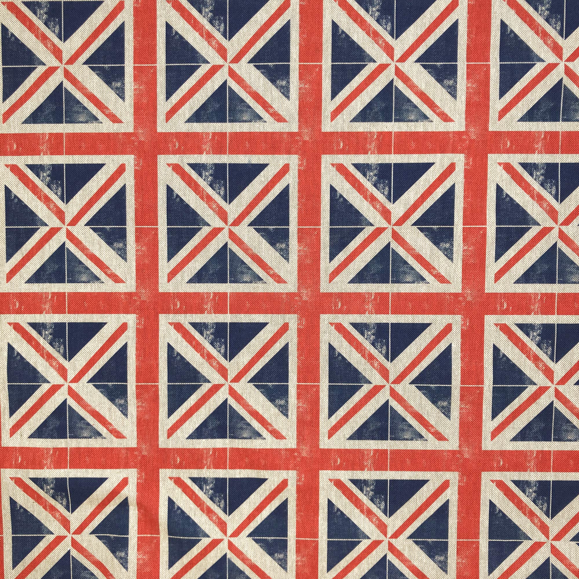 Cotton Rich Linen Look Upholstery Fabric 'Union Jack' Digital Print - Per Metre - 140 cm Wide