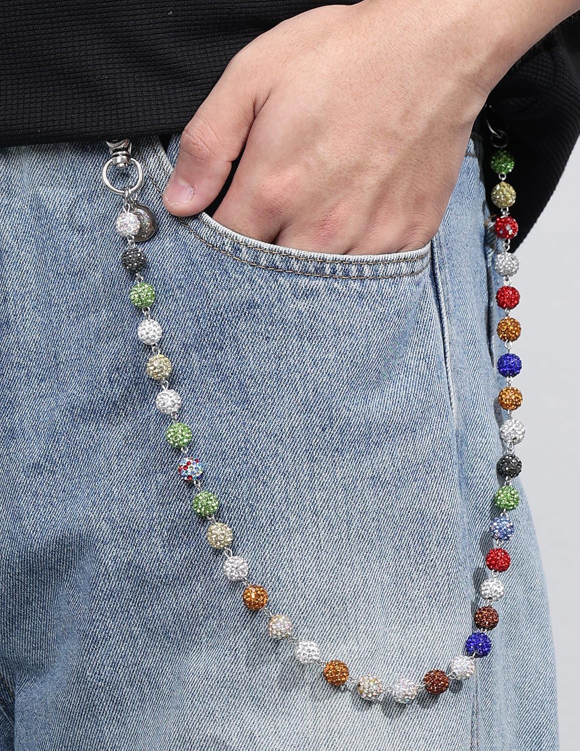Colorful Beaded Wallet Pants Chains for Men Women, Single Layer Jeans Waist Poket Chain - Image 9