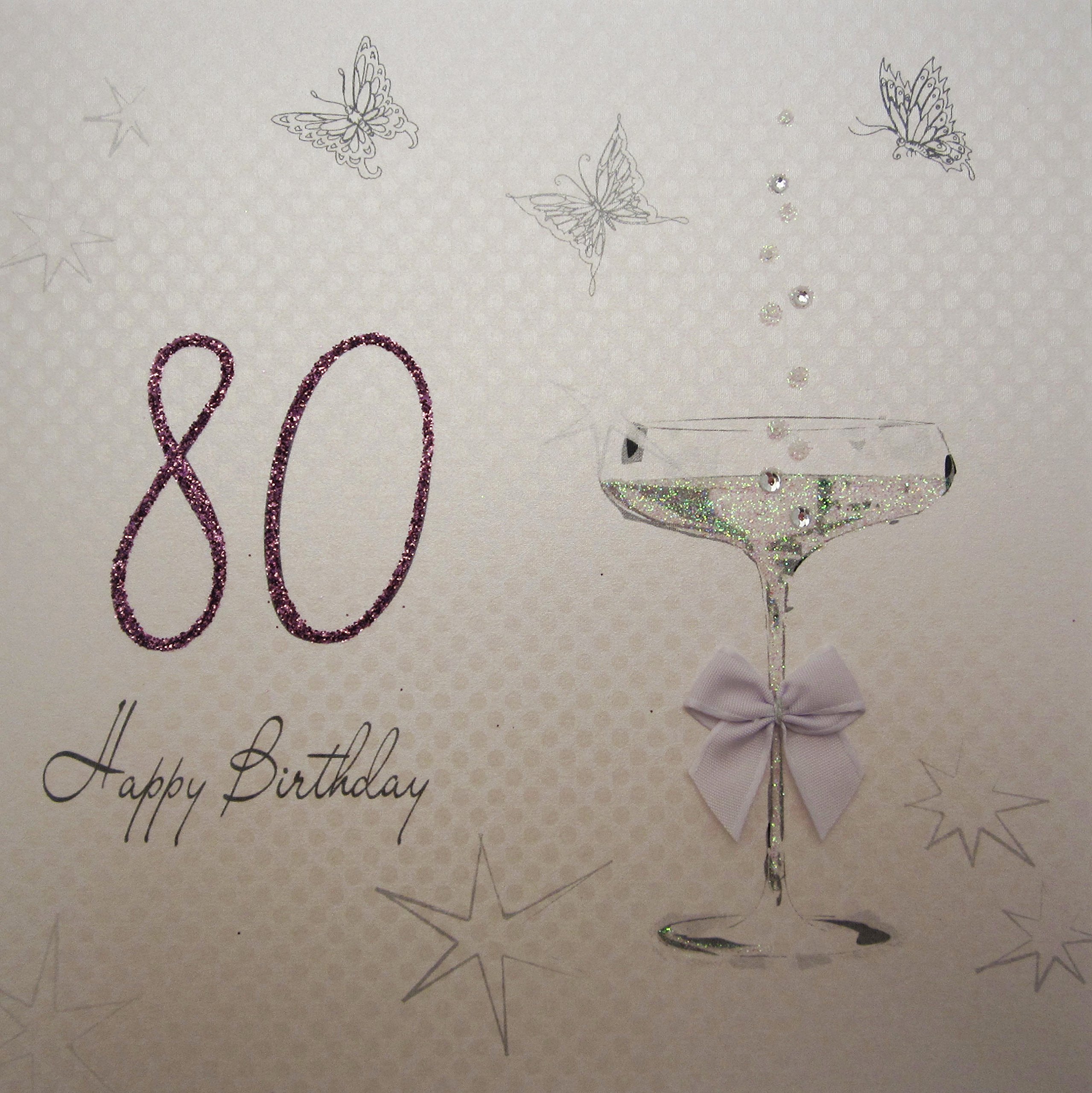 White Cotton Cards Large Handmade 80th Happy Birthday Card