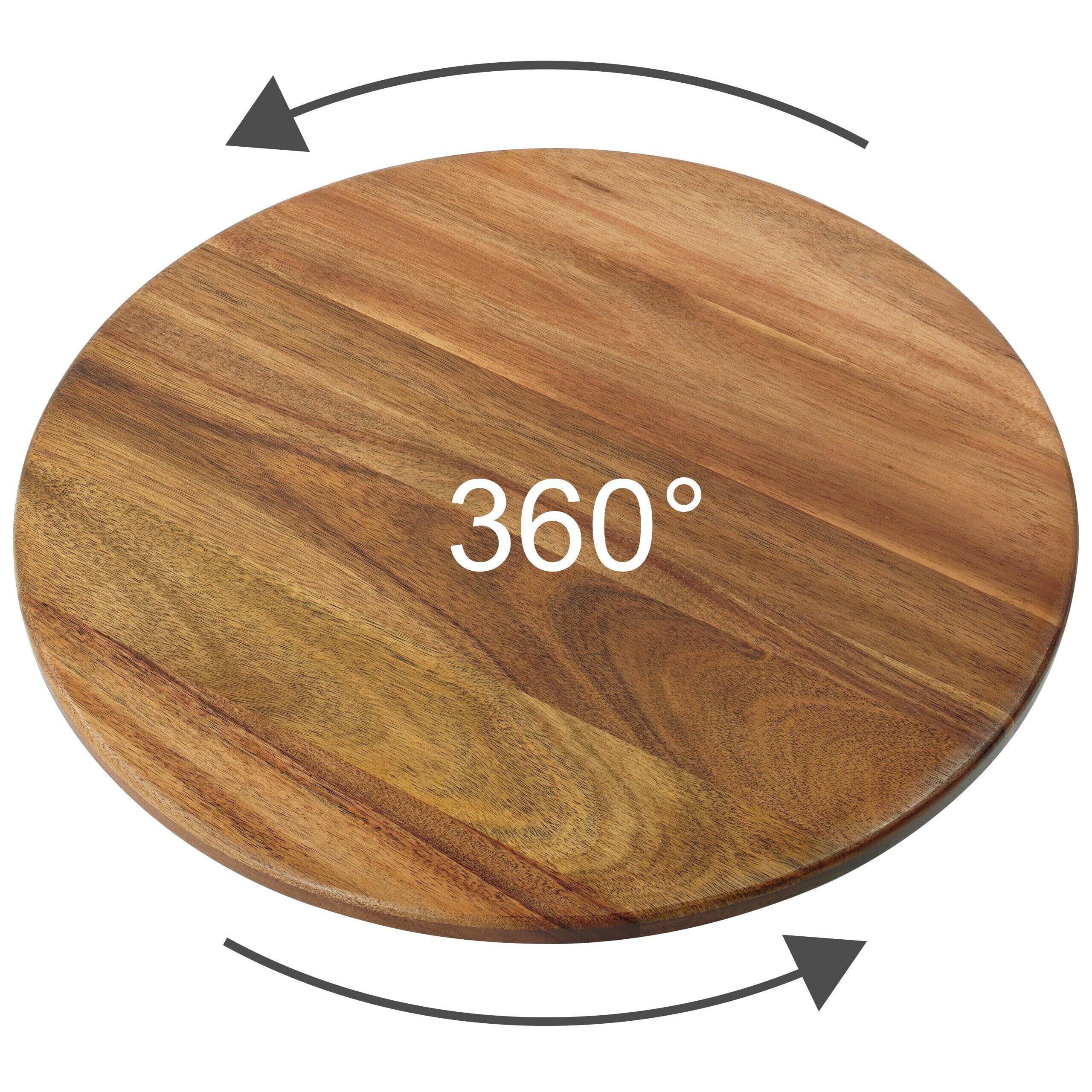 Relaxdays Plato Giratorio de Acacia, 360° rotativo, Ø 40 cm, para Servir Aperitivos, Bandeja Redonda, Color Natural