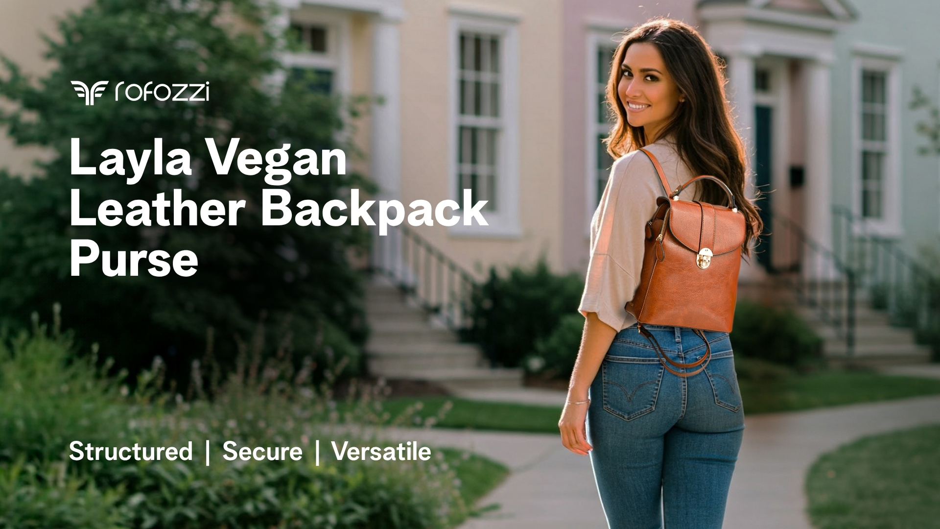 rofozzi Structured Vegan Leather Backpack Purse for Women