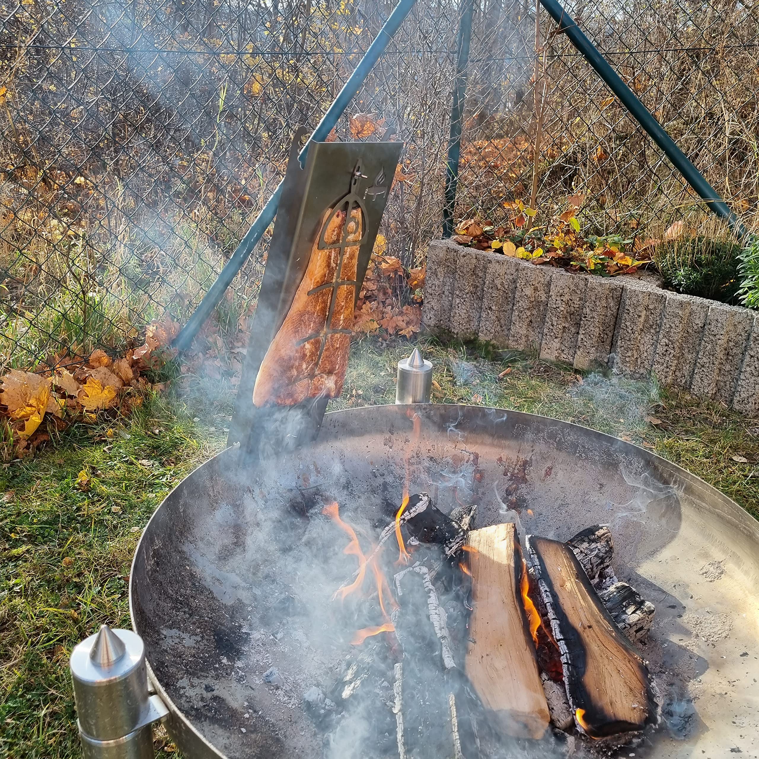 Fire World Planche à saumon flammé acier inoxydable 180° réversible accessoire barbecue brasero