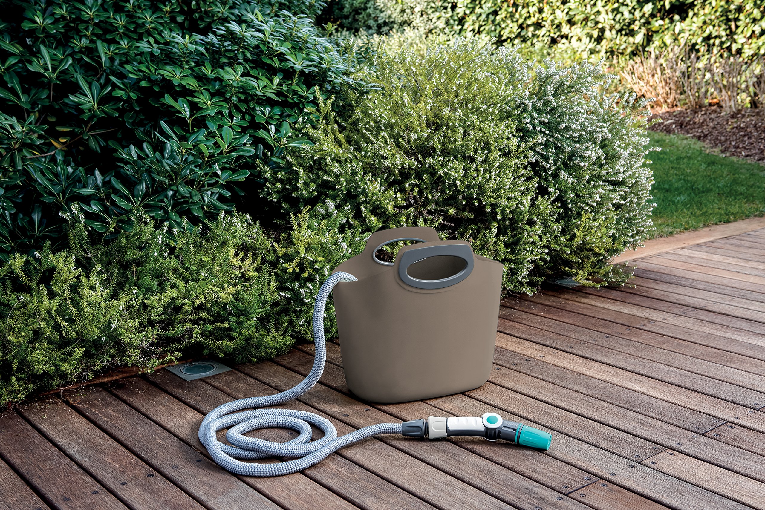 G.F. Aquapop Gartenschlauch, ausziehbar, 30 m, Set zur Bewässerung von Gärten, Töpfen, Balkonen, Terrassen und Veranden, Taubengrau, m