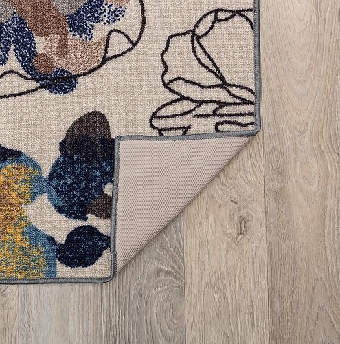 Miniatura 4 de Alfombra antideslizante con diseño de flores brillantes y modernas (antideslizante)