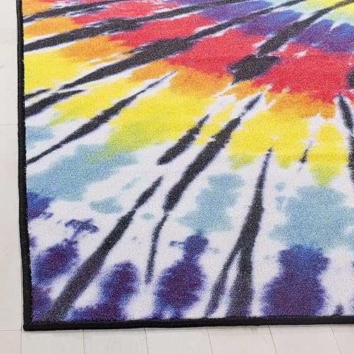 Miniatura 6 de SAFAVIEH Colección de pinceles de pintura lavable a máquina, antideslizante, 4 pies 4 pulgadas x 6 pies, fucsiaamarillo, PTB127A, teñido anudado,