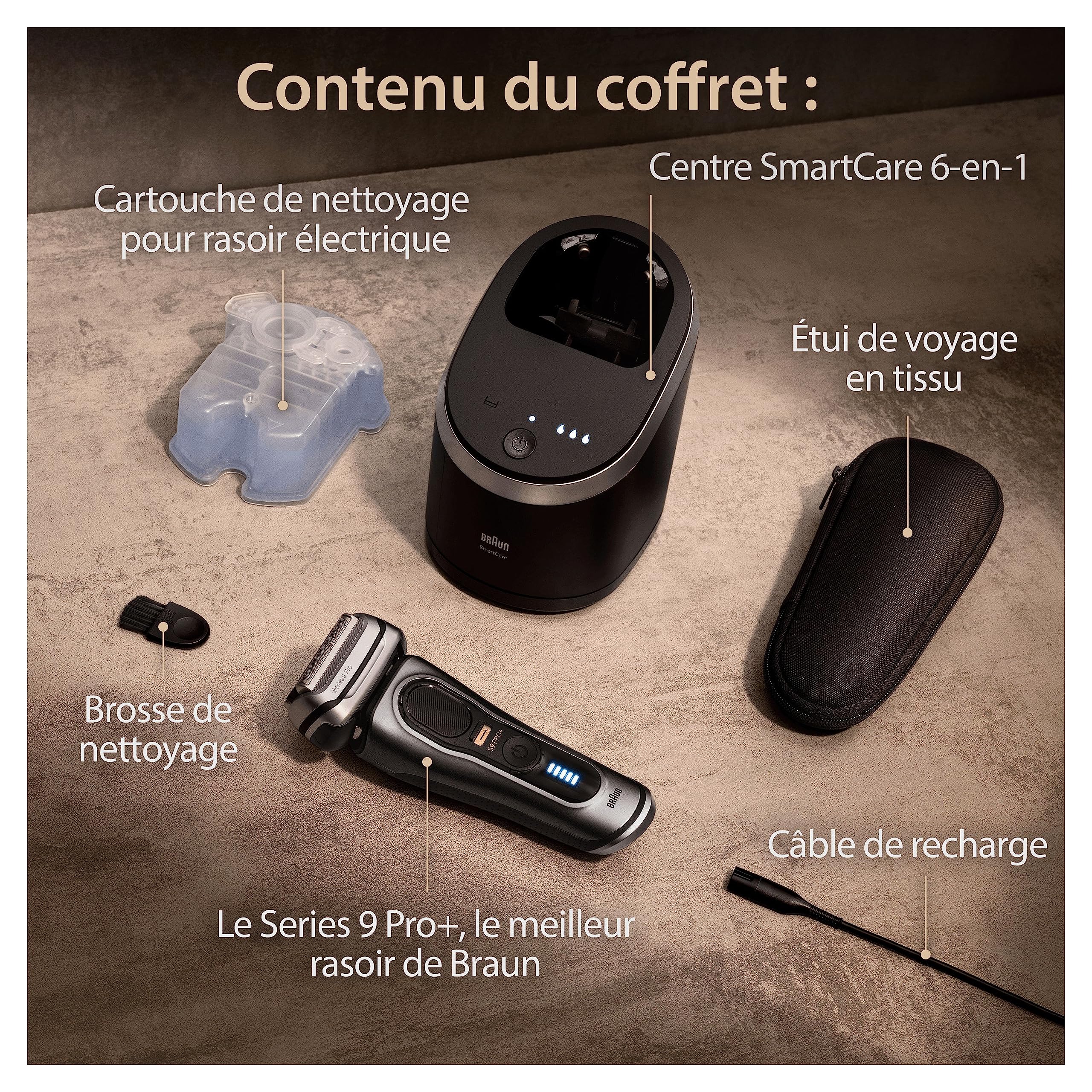 Braun Series 9 PRO+ 9565cc, Rasoir Électrique Pour Homme, 5 Éléments De Rasage, Tondeuse De Précision Intégrée, Station SmartCare, Étanche, 60 Min D'autonomie, Fabriqué En Allemagne, Graphite