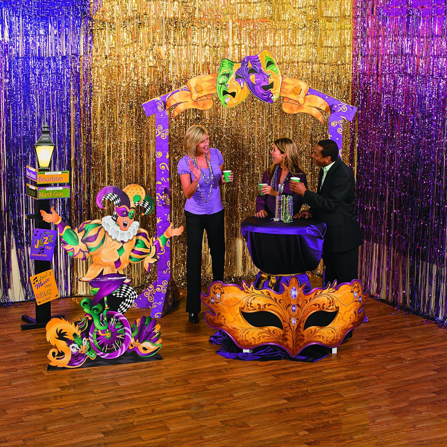 Fun Express 56" Mardi Gras Jester Cardboard Cutout Stand-Up - Life Size Decorations for Fat Tuesday Celebrations, Parade Float Supplies & Party Photo Booth Props | Professional-Grade Standee