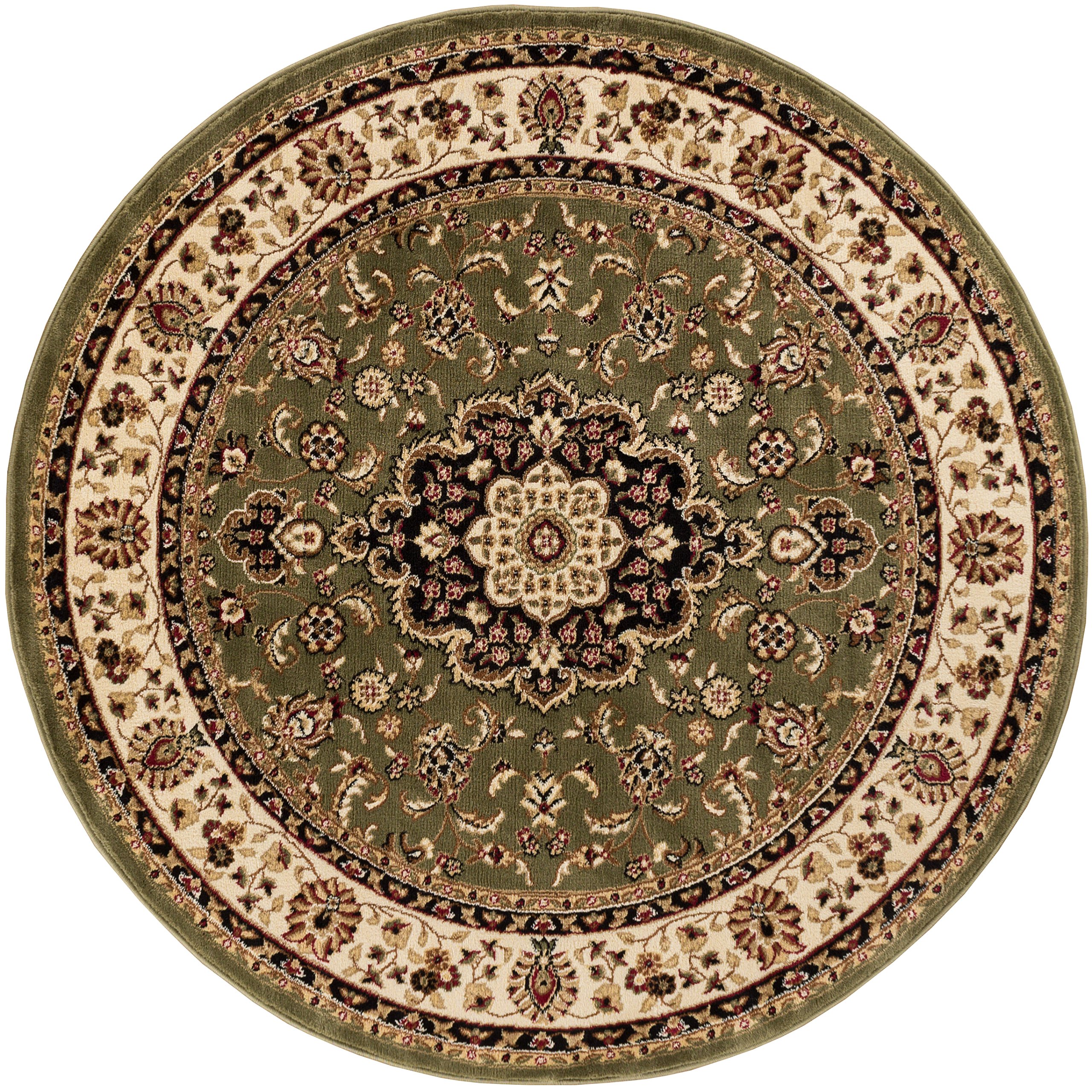 Well Woven Barclay Medallion Kashan Green Traditional Area Rug 5'3" Round
