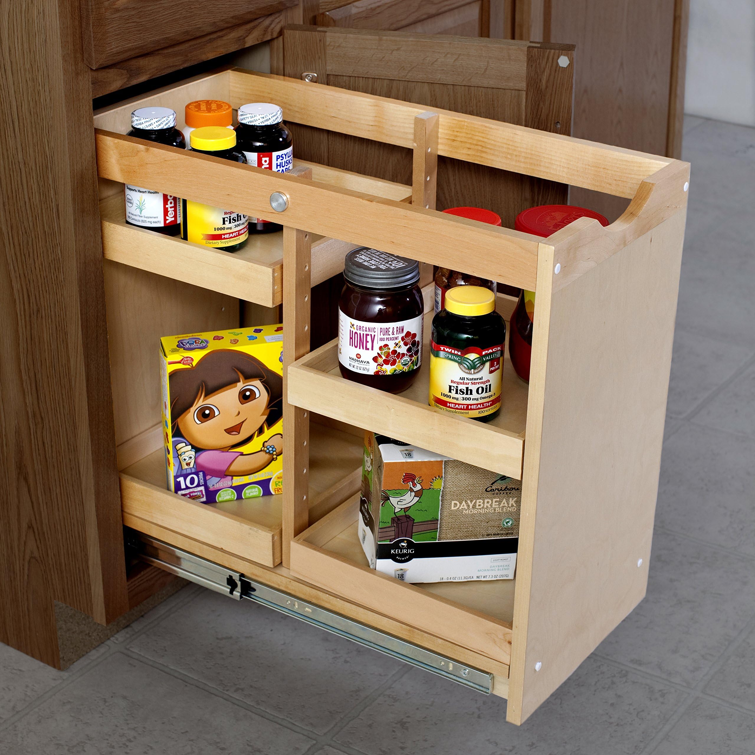 Cabinet Pullout Shelving Organizer 11 Inch Wide 4 Half Shelves