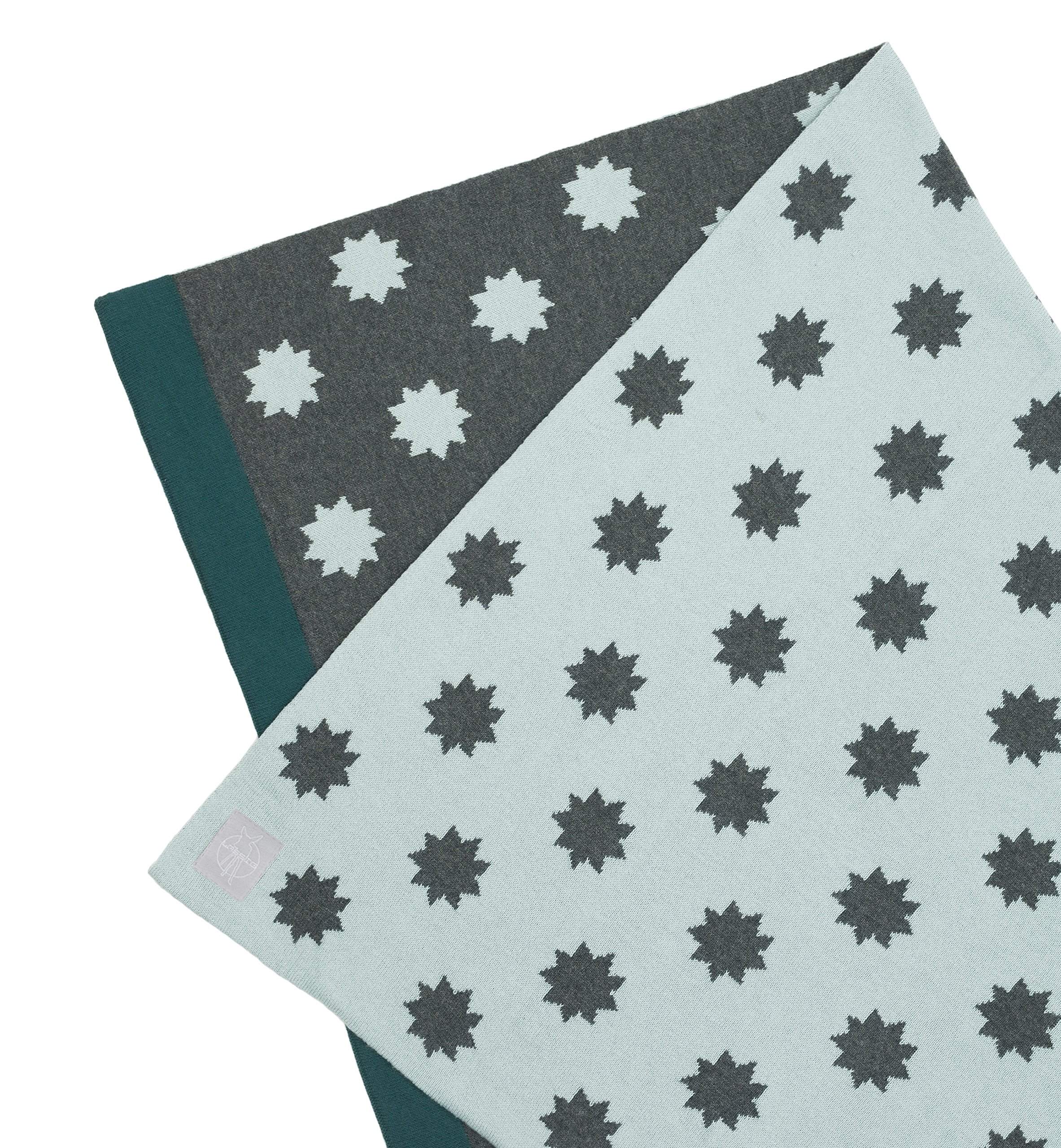 LÄSSIG Baby Blanket Little Chums Stars koc z dzianiny miękki bawełna ekologiczna certyfikat GOTS/Baby Blanket Little Chums Stars miętowy