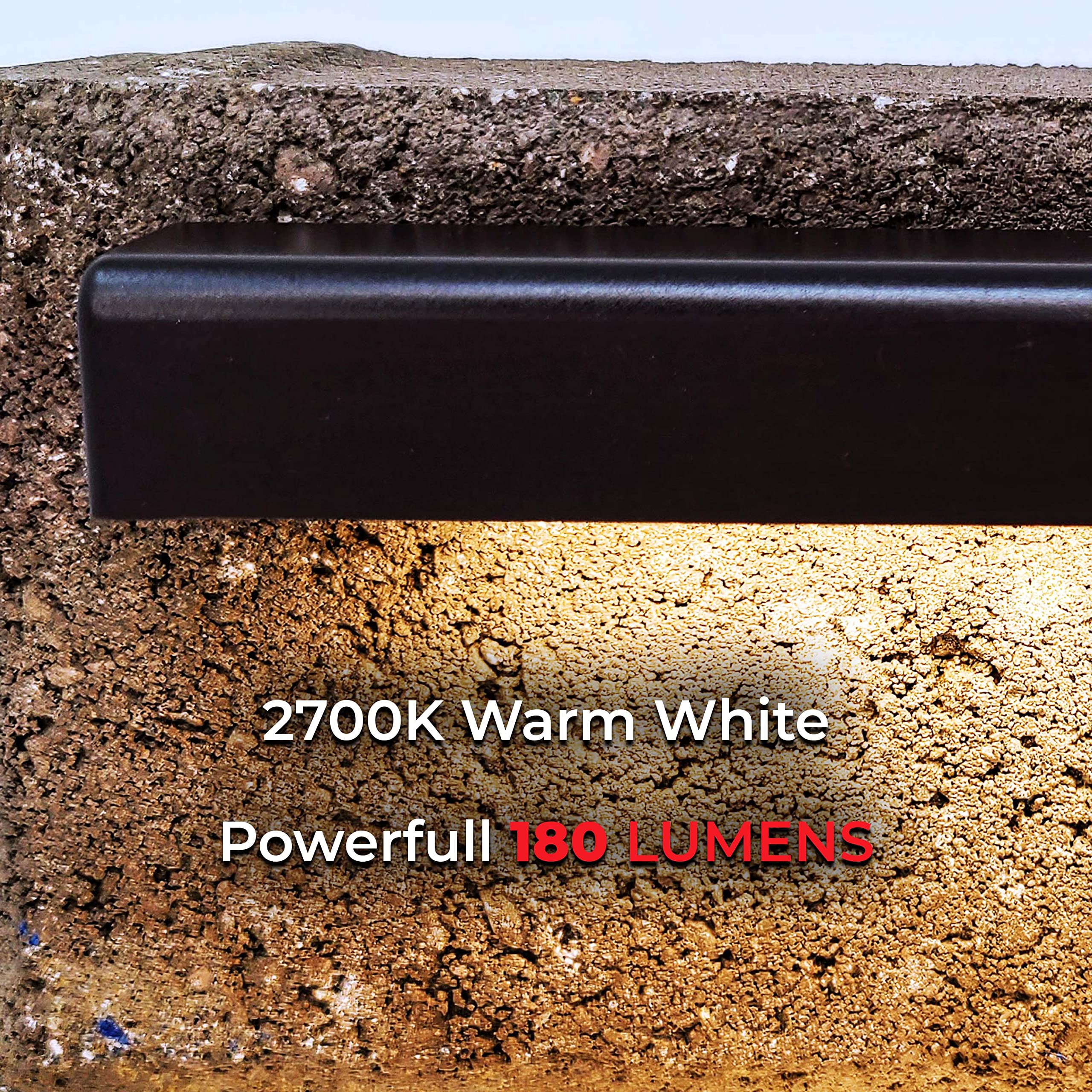 17,8 cm (7 Zoll) 2 W LED-Hardscape-Licht mit leicht austauschbarer Funktion, 3 Montageplatten für Wände, Decks, Pflanzgefäße und Straßenbeleuchtung, 50 K Stunden Lebensdauer, 9 V-17 V schwarzes Finish